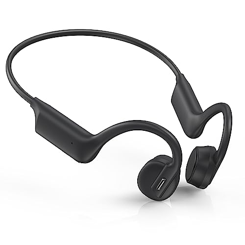 Bone Conduction Headphones, Open Ear Headphones Wireless Bluetooth 5.3 with Mic, IPX5 Waterproof Sweatproof Sport Earphones for Running, Cycling, Workout (Black)