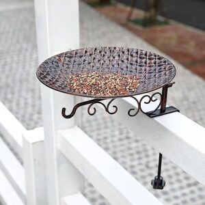 Jemeni Deck Mounted Bird Bath W/Hook, Bird Baths for Outdoors Garden Patio Deck Decoration