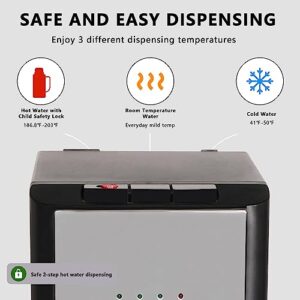 Bottom Loading Water Cooler Dispenser for 5 Gallon Bottles, 3 Temperature Spouts, Child Safety Lock, Ideal for Home, Office, and Dorm Use,ETL Approved