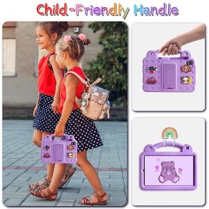 VOFUOE for TCL Tab 8 LE Tablet Case with Shoulder Straps Stand Handle DIY Accessories for Kids, EVA Shockproof Cover for TCL Tab 8 LE (9137W)/ TCL Tab 8 WiFi(9132X) 8.0 Inch 2023-Purple