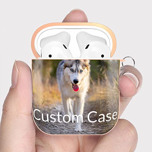 Custom Case for Apple AirPod - Personalized Case Compatible with AirPods 1 & 2 with Keychain, Custom Your Photo/Text/Name, Shock Absorption, Personalized Gift for Men and Women