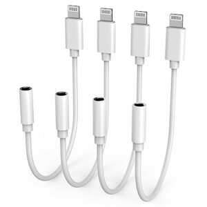 [apple mfi certified] lightning to 3.5 mm headphone jack adapter,4 pack iphone headphones adapter aux audio dongle cable converter compatible with iphone 14 13 12 11 pro max xr xs x 8 7 ipad ipod