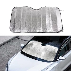 gkmow pack-1 front windshield sun shade, 51" x 23.6" car windshield cover, car windproof window sun shade shield to block uv rays for most cars suvs and trucks (silver)
