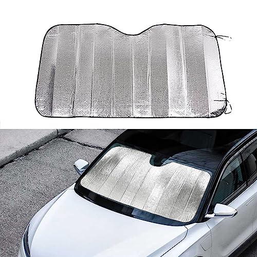 GKmow Pack-1 Front Windshield Sun Shade, 51" x 23.6" Car Windshield Cover, Car Windproof Window Sun Shade Shield to Block UV Rays for Most Cars SUVs and Trucks (Silver)