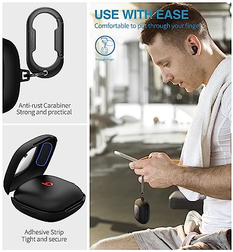 SURITCH Beats Fit Pro Case Cover Protector, Shock-Absorbing Protective TPU Shell for Beats Fit Pro Charging Case 2021 Earbuds Secure Locking System with Anti-Lost Keychain, Beats Black