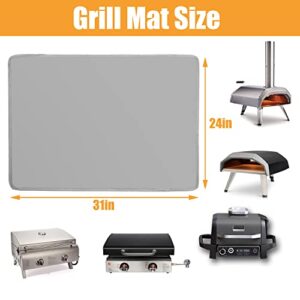 Amerbro 24 x 31in Fireproof Grill Mats for Outdoor Grill to Protect Your Grill Table - Heat Resistant Grill Table Mat - Waterproof & Oilproof BBQ Mat - Grey