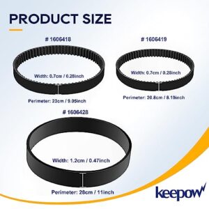 KEEPOW Replacement Belt Set Compatible with Bissell Proheat 2X Revolution Pet Pro Carpet Cleaner Models 1548 1550 1551 35799 Compare to Parts #1606418 & 1606419 & 1606428, 3 Pack