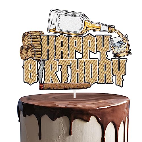Whisky Happy Birthday Cake Topper Men Women Aged to Perfection Theme Party Cake Decoration 30th 40th 50th Birthday Party Supplies