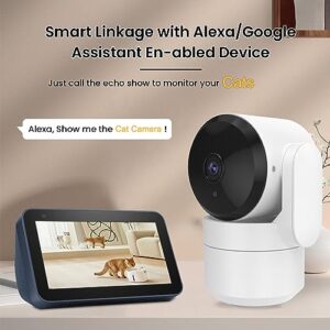 Indoor Home Security Camera, 1080P WiFi Pet Camera for Dog/Cat Monitor,360 Pan&Tilt, Privacy Mode, Micro SD Card & US Cloud Storage, 2-Way Audio, Google Assistant & Alexa Support (Wired Camera)