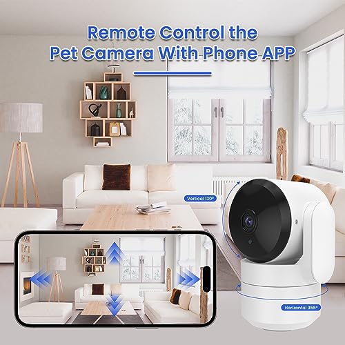 Indoor Home Security Camera, 1080P WiFi Pet Camera for Dog/Cat Monitor,360 Pan&Tilt, Privacy Mode, Micro SD Card & US Cloud Storage, 2-Way Audio, Google Assistant & Alexa Support (Wired Camera)
