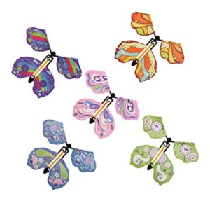 esquirla 5x clockwork butterfly, wind up butterfly toys, novelty fairies flying butterfly for birthday christmas party bag fillers decoration surprise, style c