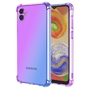 ueokeird for galaxy a04 case, samsung m13 5g sm-a045f case, clear cute gradient phone case slim anti scratch flexible tpu cover shockproof protective case for samsung galaxy a04 4g (purple/blue)