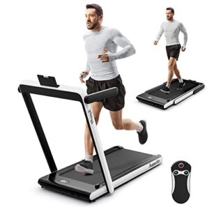 goplus 2 in 1 under desk treadmill, 2.5hp superfit folding treadmills for home office w/smart app, remote control, led display, bluetooth speaker, foldable walking jogging machine (white)