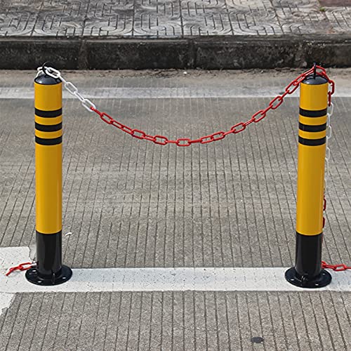 Car Parking Space Lock Bollard,2 Pieces Folded Steel Parking Bollard with 3 Meters Plastic Chain Upper Lock Parking Barrier Post