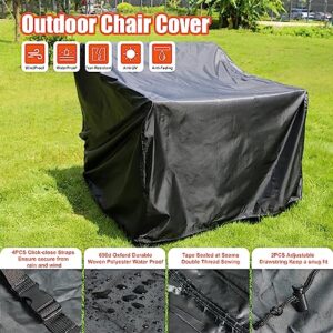 Likorlove Patio Chair Covers, 29" W×30" D×30" H Patio Furniture Covers Waterproof for Chairs Windproof Lounge Deep Seat Cover Heavy Duty with Air Vent for Outdoor Lawn, Backyard Deck, Black (2 Pack)