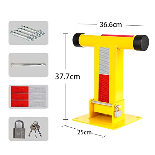 Heavy Duty Foldable Parking Space Lock 37.7Cm Steel Parking Barrier Safety Barrier Double Lock Manual Parking Blocker Durable with Screws & Padlock