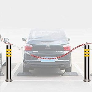 2 Pieces Parking Bollards Telescopic Stainless Steel Parking Space Lock with Reflective Padlock Parking Posts for Driveways 3m Plastic Chain