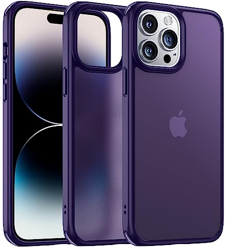 Alphex 8 Colors for iPhone 14 Pro Case, 12FT Military Grade Drop Protection, Silky & Non-Greasy Feel, Pocket Friendly, Thin Slim Phone Cover for Men Women 6.1 Inch (8 Colors) - Deep Purple