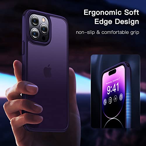 Alphex 8 Colors for iPhone 14 Pro Case, 12FT Military Grade Drop Protection, Silky & Non-Greasy Feel, Pocket Friendly, Thin Slim Phone Cover for Men Women 6.1 Inch (8 Colors) - Deep Purple