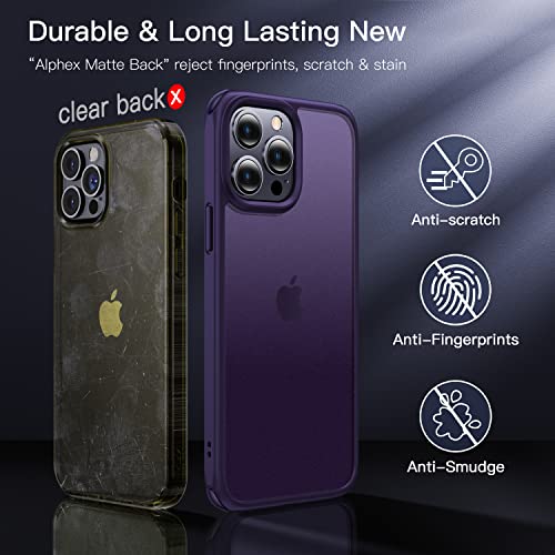 Alphex 8 Colors for iPhone 14 Pro Case, 12FT Military Grade Drop Protection, Silky & Non-Greasy Feel, Pocket Friendly, Thin Slim Phone Cover for Men Women 6.1 Inch (8 Colors) - Deep Purple