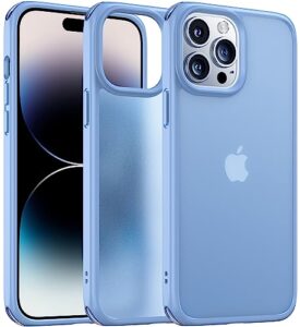 alphex 8 colors for iphone 14 pro max case, 12ft military grade drop protection, silky & non-greasy feel, pocket friendly, thin slim phone cover for men women 6.7 inch (8 colors) - sierra blue