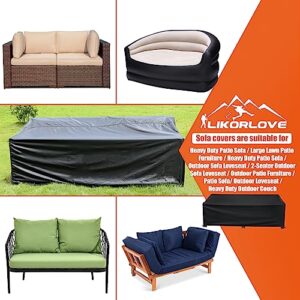 Likorlove 100% Waterproof Outdoor Sofa Cover, 88" Wx 33" Dx 31.8" H Patio Furniture Covers Waterproof, Windproof 3-Seater Sofa Cover Heavy Duty with Air Vent and Handles for Lawn, Backyard Deck, Black