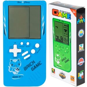 nbguigdstr brick game console,retro handheld game console,3.5-inch large screen tank/racing/building block game,built-in 23 games(blue)