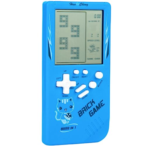 Nbguigdstr Brick Game Console,Retro Handheld Game Console,3.5-inch Large Screen Tank/Racing/Building Block Game,Built-in 23 Games(Blue)