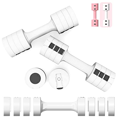 TRAKMAXI Adjustable Dumbbell Set of 2, Hand Weights Sets for Women, Fast Adjust Dumbbell Weight,6 In 1 Free Weights Barbells For Women Men Home Gym Workout Exercise Strength Training(5lbs each/10lbs Pair)