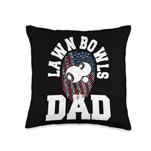 lawn bowls dad design co. american flag fingerprint patriotic sports lawn bowls dad throw pillow, 16x16, multicolor