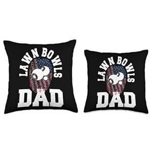 Lawn Bowls Dad Design Co. American Flag Fingerprint Patriotic Sports Lawn Bowls Dad Throw Pillow, 16x16, Multicolor