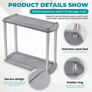 Sekonow 2 Tier Sink Caddy, Bathroom Instant Dry Sink Organizer, Diatomaceous Earth Fast Drying Stone Sink Tray, Kitchen Sink Organizer Soap Sponge Holder