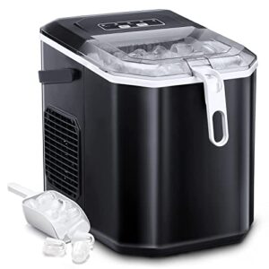 antarctic star countertop ice maker portable machine with handle,self-cleaning makers, 26lbs/24h, 9 cubes ready in 6 mins, s/l ice, for home kitchen bar party (black)