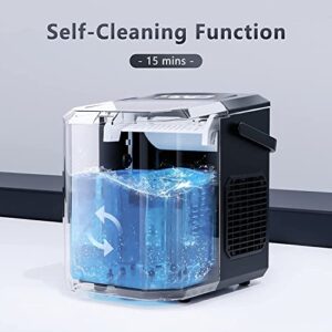 Antarctic Star Countertop Ice Maker Portable Machine with Handle,Self-Cleaning Makers, 26Lbs/24H, 9 Cubes Ready in 6 Mins, S/L ice, for Home Kitchen Bar Party (Black)