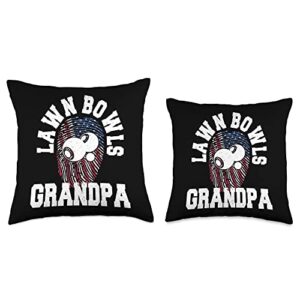 Lawn Bowls Grandpa Design Co. American Flag Fingerprint Patriotic Lawn Bowls Grandpa Throw Pillow, 16x16, Multicolor