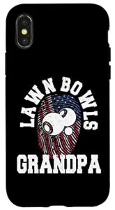 iphone x/xs american flag fingerprint patriotic lawn bowls grandpa case