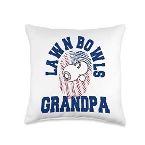 lawn bowls grandpa design co. american flag fingerprint patriotic lawn bowls grandpa throw pillow, 16x16, multicolor