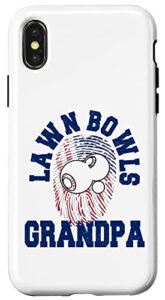 iphone x/xs american flag fingerprint patriotic lawn bowls grandpa case