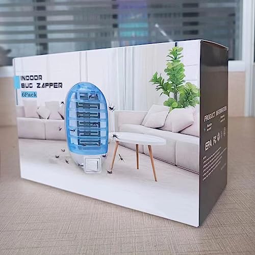 Indoor Bug Zappers, Electronic Insect Killer Fly Insect Trap Plug-in Mosquitoes Killer Mosquito Zapper with Blue Lights for Living Room,Kitchen,Bedroom,Baby Room,Office (6packs)