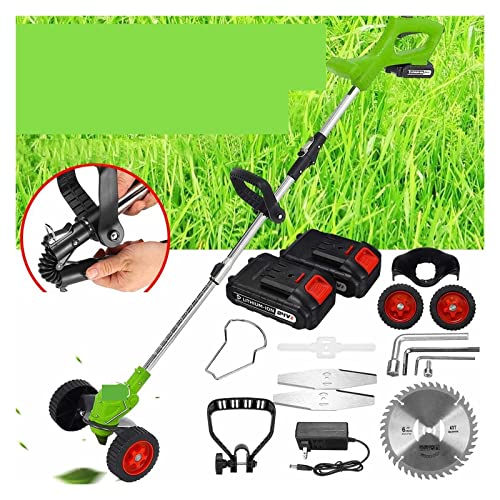 Cordless Lawn Mower Folding Electric Grass Trimmer 21V 1800W Cordless Potable Lawn Mower Garden Pruning Trimming Tools with 2PC Battery and Wheels (Color : Red 1Battery, Size : G)