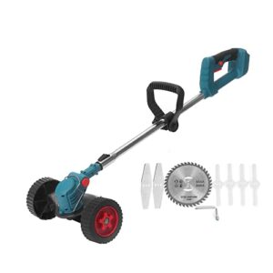 Cordless Lawn Mower 21V Electric Grass Trimmer Cordless Lawn Mower Length Adjustable Cutter Garden Tools (Color : with Bilateral Wheel, Size : Small)