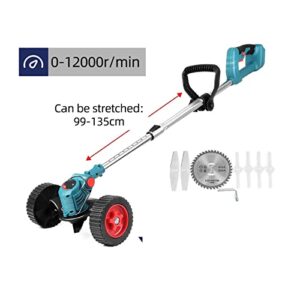 Cordless Lawn Mower 21V Electric Grass Trimmer Cordless Lawn Mower Length Adjustable Cutter Garden Tools (Color : with Bilateral Wheel, Size : Small)