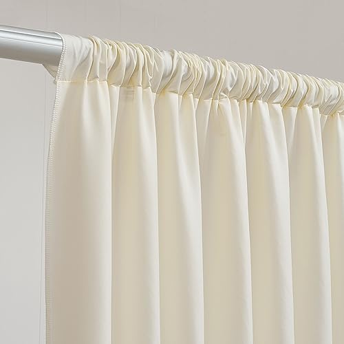 10x10FT Backdrop Curtains, Ivory Background Drapes Panels Photography for Baby Shower Birthday Party Home Decoration, 5x10FT (2 Panels)