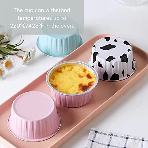 Mini Aluminum Foil Cupcake Baking Cups with Lids (40pcs, 5oz) Round Cupcake Foil Liners Tart Pie Tin Pan Holder - Disposable Mini Cake Containers Flan Molds for Pudding, Souffle, Party, Wedding