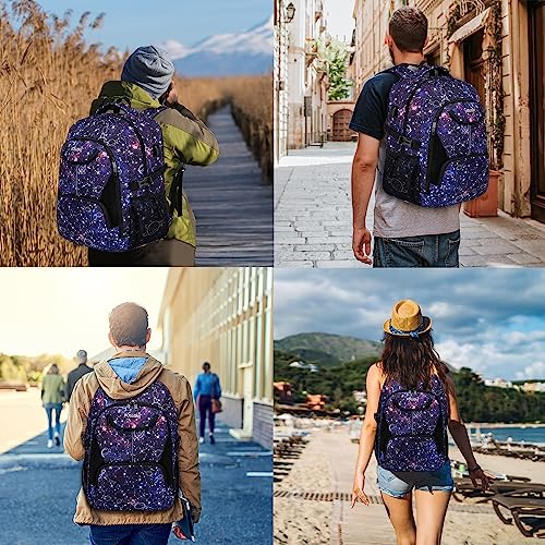 Laptop Backpack Bookbag for College Travel Business with USB Charging Port, Slim Laptop Backpack Work Bag, Anti Theft Durable Water Resistant Computer Bag Fit Laptop Up to 17.3 Inch, Galaxy - Purple