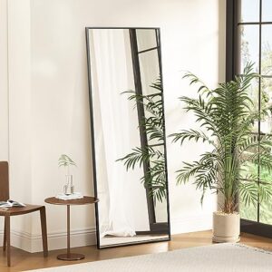 Antok Full Length Mirror, 64"x21" Nano Glass Floor Mirror, Standing Rectangle Floor Mirrors Body Dressing Wall-Mounted Mirror for Living Room, Bedroom, 64"x21"(Black)