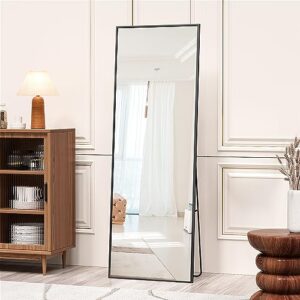 Antok Full Length Mirror, 64"x21" Nano Glass Floor Mirror, Standing Rectangle Floor Mirrors Body Dressing Wall-Mounted Mirror for Living Room, Bedroom, 64"x21"(Black)