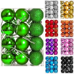 zybenda 24pcs shatterproof shiny and polshed glossy christmas tree ball ornaments decorations - christmas hanging balls for holiday wedding party decoration (1.2"-30mm, green)