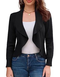 womens casual work blazer open front cardigan jacket business suit black xxl