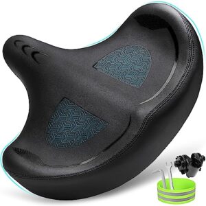 cdywd oversized bike seat for men & women comfort, extra wide soft cushion bicycle seat, comfortable wing padded, large bike saddle replacement for exercise, stationary, spin, city, hybrid bike, ebike